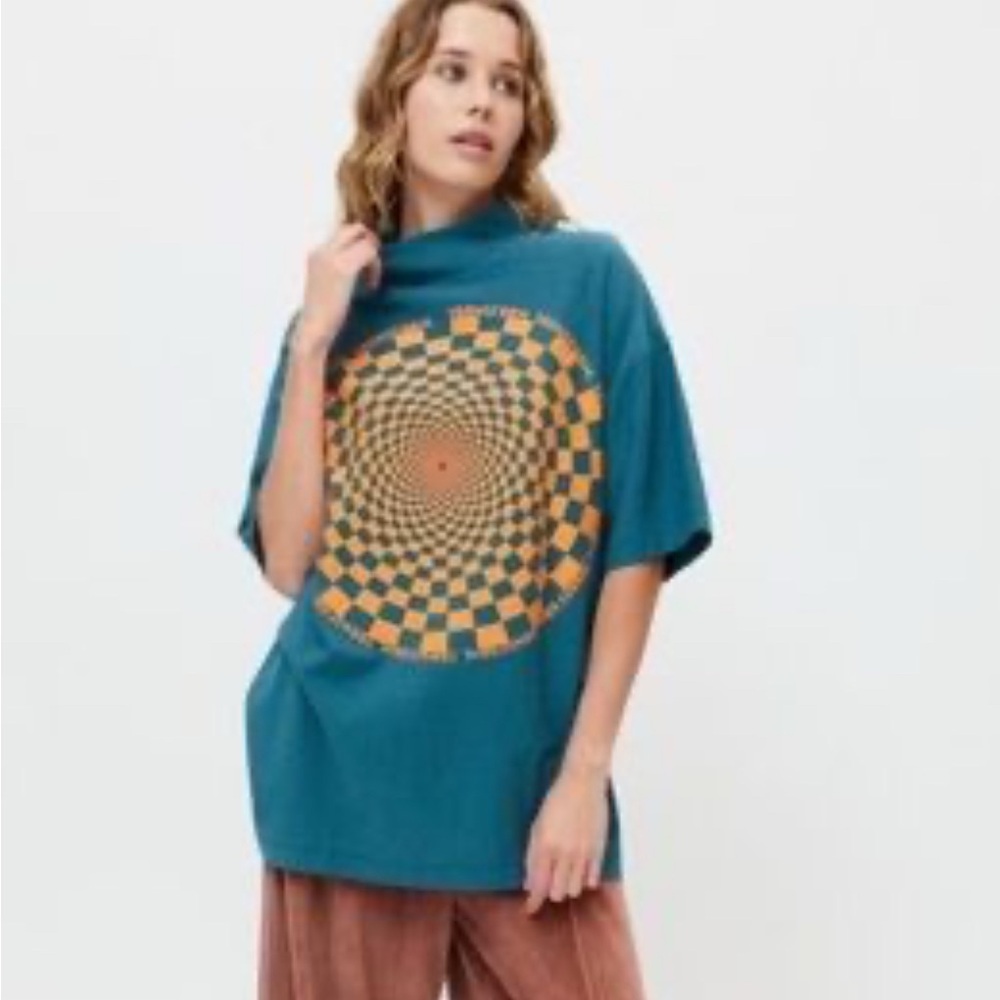 Urban Outfitters Oversized Mock Neck Graphic Tee